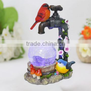 Solar bird with clear glass ball light for decorative