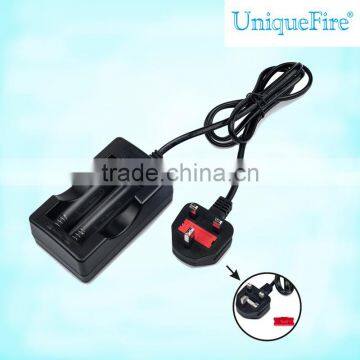 2016 two slot 18650 lithium ion battery Uk Plug Charger With Fused