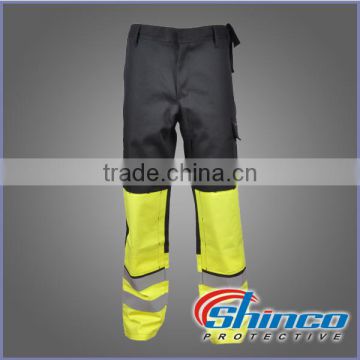 Industrial 100% cotton safety pants with high visibility reflective tape