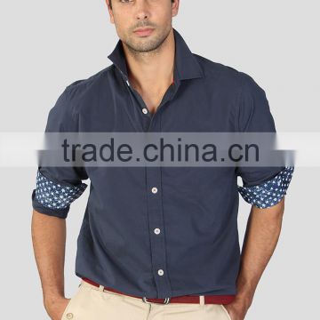 wholesale navy long sleeve casual polo shirt for men