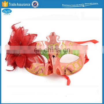 PVC Material Glitter Venetian Party Eye Mask with Flower Decorated