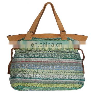Brocade Stripe Tote Bags Latest Vintage Kantha Handbag