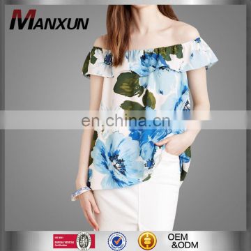 High Quality Off Shoulder Top Floral Printing Tube Top New Fashion Office Skirts and Blouses for Women