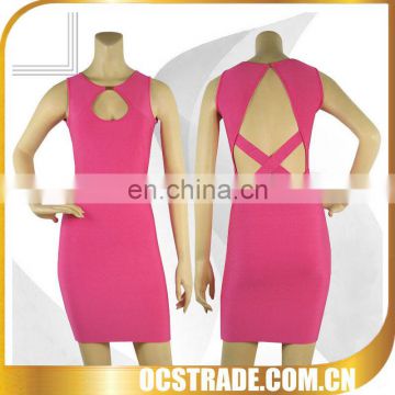 2014 special design sleeveless cut off bandage dress sexy student dress