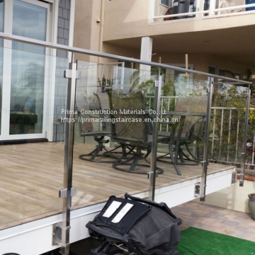 304/316 Stainless Steel Post Tempered Glass Balcony Railing Design