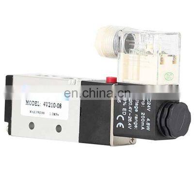 4V210-08 Single Electrical Control 5 Way 2 Position Air Compressor AC DC 12V 24V 110V 220V 380V Pneumatic Solenoid Valves