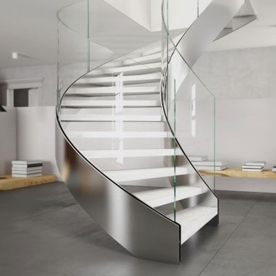NEW design hot sales curved staircase/stainless steel spiral Arc wood stairs