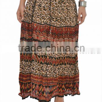 Indian Women Cotton Printed Elastic Waist with Drawstring Skirt
