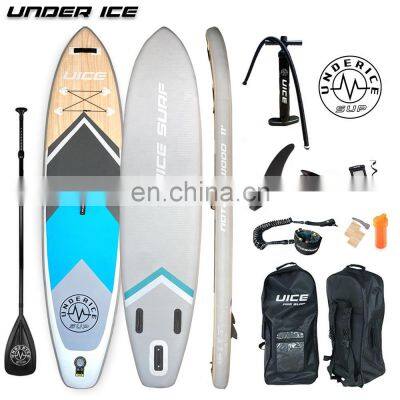 Support Custom Navy Wood Design Inflatable  Sup Stand Up Paddle Board ISUP customized color on eva