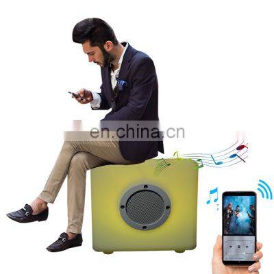 rechargeable cordless Portable plastic music speaker with led lighting Smart Wireless led music player camping sound light