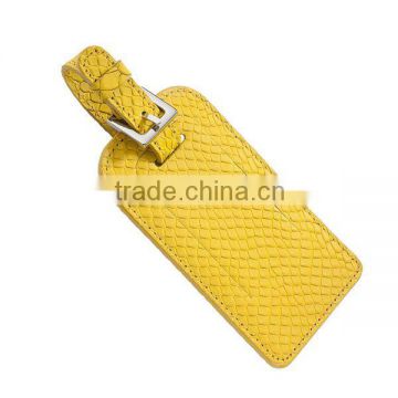 High quality yellow leather luggage tag