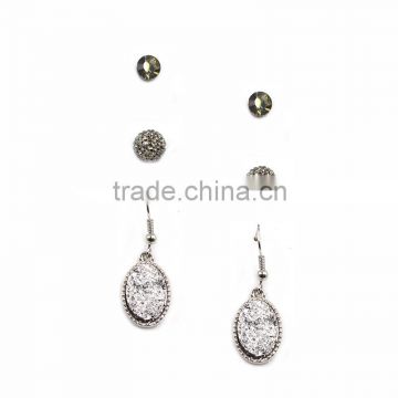 Silver Accessories For Woman Jewelry Round Drop Stud Earrings Set Jewellery
