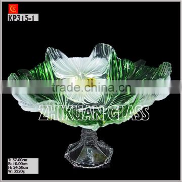Decorative Colored Glass Plate With Foot Flower Shaped Wholesale Glass Bowl