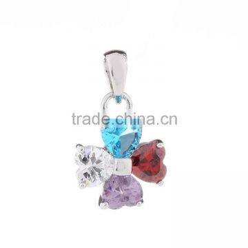 Fashion Charm Colorful Silver Heart Shaped Cross CZ Necklace Pendant Jewelry