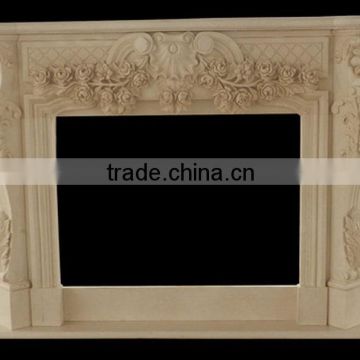 Good quality modern design sunny beige marble fireplace