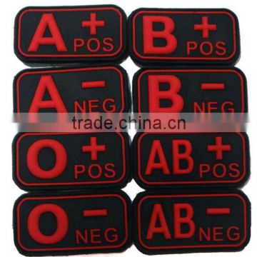Blood Type Patch rubber badge,PVC patch,Promotional badge