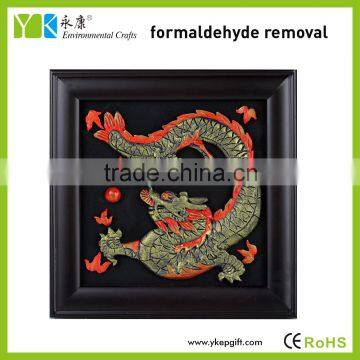 High quality decorative modern Chinese dragon wooden carving embossed wall art