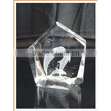 2016 Engraved lovely dolphin transparent crystal paperweight