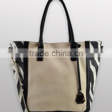 SAHARA #626 zebra printed synthetic leather handbag calf leather look fabric tote bag shoulder bags for ladies