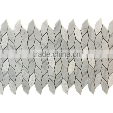 Carrara white water jet mabrle mosaic in leaves pattern