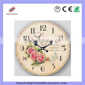 hanging wall clock with flower design