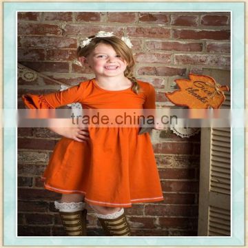Girls boutique clothing halloween 3/4 bell sleeves pumpkin color children festival clothes