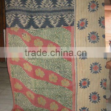 Indian Vintage Cotton Sari Kantha Quilts