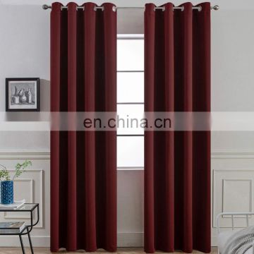 Hoom Darkening Thermal Insulated Blackout Curtains -Grommet Top Window Drapes - Burgundy Red- 52W x 63L