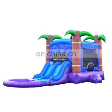 Purple Tropical Inflables Jumping Bouncer Bounce House Commercial Inflatable Bouncy Castle With Water Slide