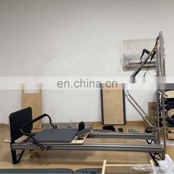 High quality Bodybuilding Folding Pilates Reformer Of Aluminium Reformer Pilates Aluminium reformer with tower