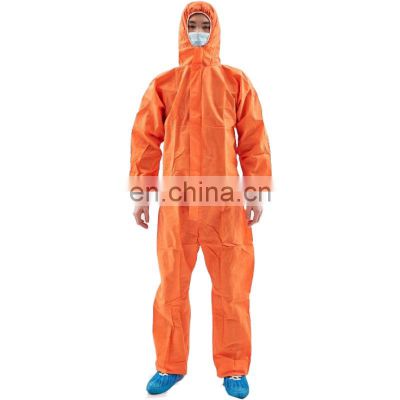 Orange Coverall Personal Protective Equip Disposable SMS Coverall For Dust, Oil And Gas