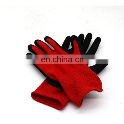 Cheap Red Nylon Shell Nitrile Coated Work Safety Gloves