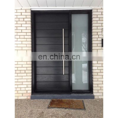 Exotic Entrance Wooden Uneaqual Doors With Accessories