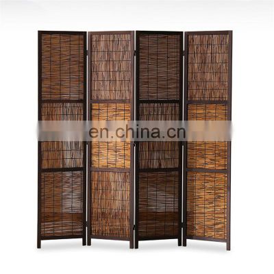4 panel floding wood screen partition room divider
