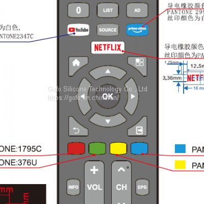 Manufacturer Silicone Button Silicone Button For TV Remote Control 46 Buttons NEFLIX GOOGLE