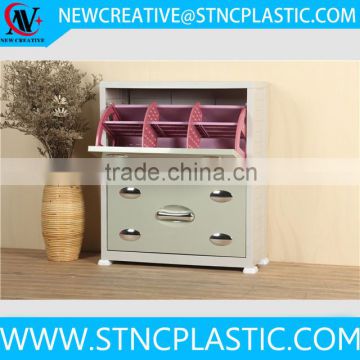 multi color 2 layer plastic shoe storage cabinet with handle