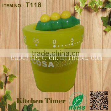 China mechanical kitchen bucket with bean shape timer