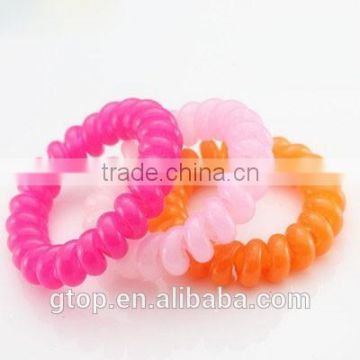 Plastic mixed color elastic candy quality cheap women telephone wire hair circle A-0005