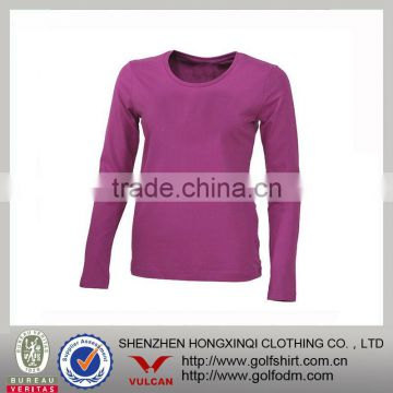 Blank Purple Color Crewnecks Women Long Sleeve Custom t shirt