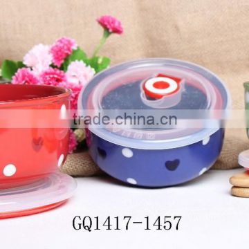 Personalized ceramic fresh bowl with silicon lid bowl for wholesale