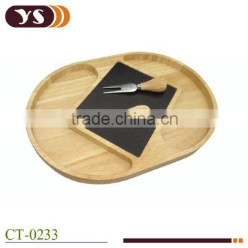 Rectangular Black Slate Cheese Board With Knife Set