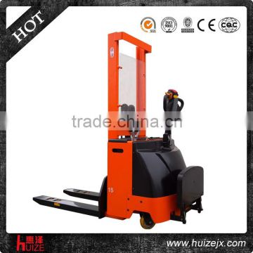 1t 1.6m standing operation electric straddle pallet stacker