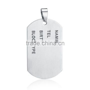 Fashion jewelry 316l stainless steel flat nameplate necklace pendant for women men