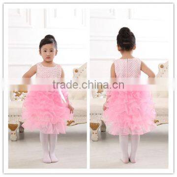 2016 latest designs champagne spring kid tutu dance style fancy high quality flower baby girls party night dress design