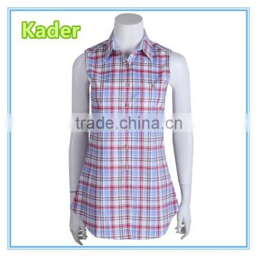 mature ladies 100% cotton sleeveless blouse top