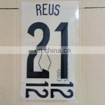 Helmet transfer printing numbers letters stickers on soccer jersey REUS 21 number stickers film