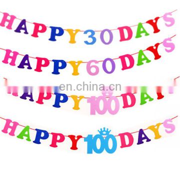 Birthday supplies felt garland rainbow color happy 30 days banner
