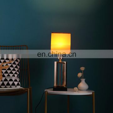 Western simple design square luxury gold modern cheap bedside lamp for bedroom living room