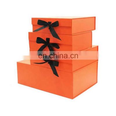 Hot sale style customizable ribbon size colour logo jewelry perfume gift folding boxes with magnetic lid