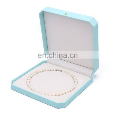 Wholesale Custom Logo Light Blue Pu Leather Jewelry Packaging Necklace Box